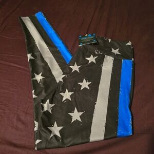 Charlies Project Leggings One Size Leggings Womens Black Blue Line Flag
